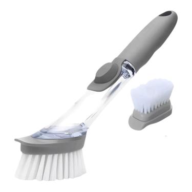 Imagem de Escova de Limpeza com Reservatório Dispenser Embutido Plástico ABS Multiuso para Louças Panelas Fogão Pia