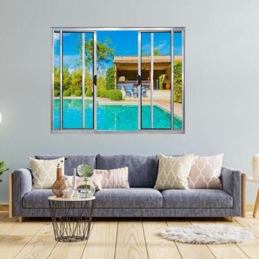 Imagem de Janela Vitrô de Alumínio 4 Folhas 100 x 150cm Modular Brilhante Cinza 