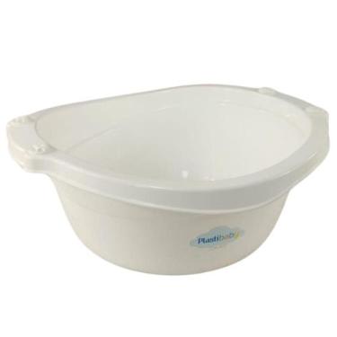 Imagem de Bacia de bebê infantil 14 litros plastibaby rosa azul branco com pegad