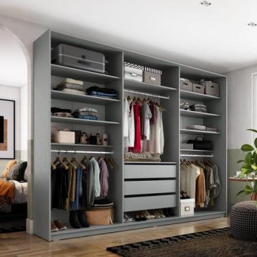 Imagem de Closet Casal 100% MDF BP 237cm 3 Gavetas Monreale Preto/Cinza - RR Móv