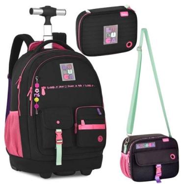 Imagem de Kit Mochila Rodinhas em Nylon OFICIAL LULUCA LU24599 Preto
