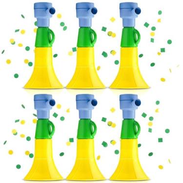 Imagem de Kit 6 Vuvuzela Corneta N2 De Assoprar 19 Cm Verde Amarelo Torcida Copa