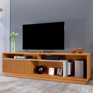 Imagem de Rack Ripado para TV até 75 Polegadas 100% MDF 200cm Granada Amarelo - 