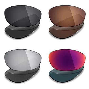 Imagem de Mryok 4 pares de lentes polarizadas de substituição para óculos de sol Costa Del Mar Fathom – Stealth preto/bronze marrom/prata titânio/meia-noite sol