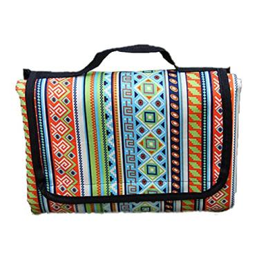 Imagem de Yajun Cobertor de piquenique à prova d'água, tapete de acampamento para família, dobrável, portátil, tapete de praia com estampa retrô, tapete de tecido Oxford para viagens ao ar livre, D, 270270 cm