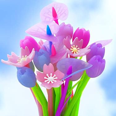 Imagem de 18 canetas esferográficas que mudam de cor, tinta gel colorida, canetas esferográficas para escola, casa, escritório, crianças, meninas (estilo tulipa, lírio)