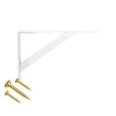 Imagem de KIT 2 Suporte Cantoneira Mão Francesa Branco 15cm Aço