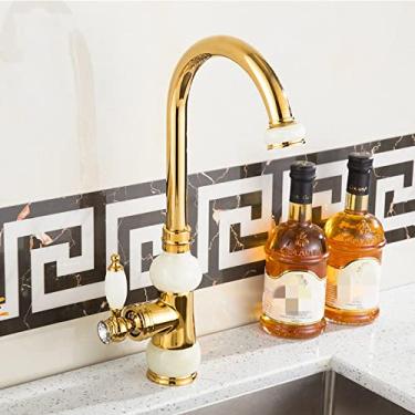 Imagem de Torneiras de lavatório giratórias de 360 ​​graus Euro ouro torneiras de lavatório altas de luxo torneiras altas torneiras monocomando vaidade misturadora de furo único torneiras de água, WB, 075G