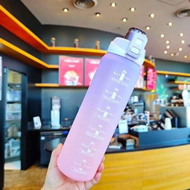 Imagem de Bottle de água de água de 1000 ml de água garrafas de garrafa de arco -íris garrafas de ginástica ao ar livre de ginástica de ginástica de ginástica com escala de tempo (Capacity : 1.0L, Color : D)