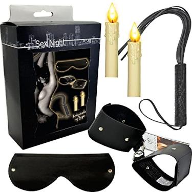 Imagem de Chicote Sexual Acessório Brinque Com Fogo Chicote Algemas Máscara Velas inNamorata kit Wax Candle