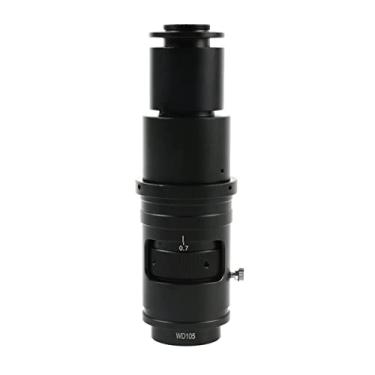 Imagem de Adaptador de microscópio 0,7X-5X ampliação de zoom ajustável WD105 WD210 WD170 C suporte lente monocular para microscópio de vídeo acessórios de microscópio de câmera (cor: lente WD105)
