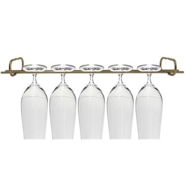 Imagem de Suporte Para Pendurar Taças 42cm Organizador Porta Taças Suspenso Dourado