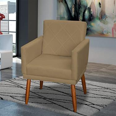 Imagem de Poltrona Decorativa Para Sala Beatriz Com Base Cadeira Reforçada Para Sala De Espera Consultório Escritório Recepção Manicure Sala De Estar Suede Cores Pé Castanho - Clique & Decore (Nude)