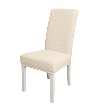 Imagem de Tingpai Slipcover da cadei de jantar, Capa de cadei removível de esti mento alto Capa lavável do protetor de assento da cadei, Rhombus de jacquard, Slipcover de capa de cadei pa a cerimônia de