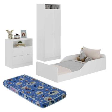 Imagem de Quarto Infantil Completo Com Colchão Incluso Liz Multimóveis Branco