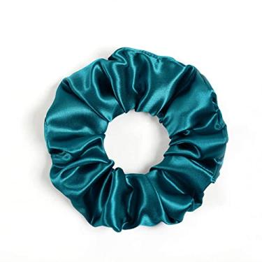 Imagem de DISANGNI Prendedores de cabelo de seda para prevenção de frizz e quebra, 22 Mommes puros 100% seda de amoreira sem danos, suportes de rabo de cavalo de seda elástica, 16 peças, cor aleatória (azul verde)