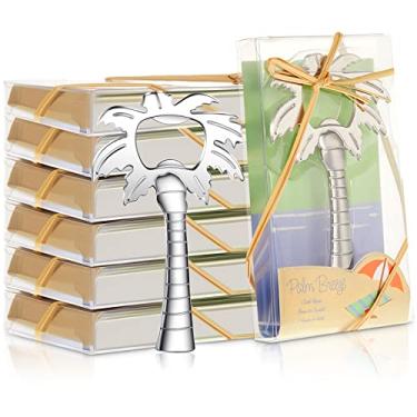 Imagem de 36 peças abridor de garrafas de coqueiro abridor de garrafas de palmeira tropical com caixa de embalagem para chá de panela de casamento, presentes para convidados, lembranças, artigos de lembrancinha de festa de casamento