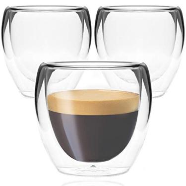 Imagem de Youngever Pacote com 3 copos de café expresso, copos de café expresso com isolamento térmico de parede dupla, copos de café de vidro, 142 g de altura