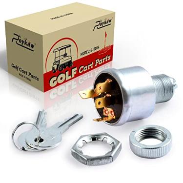 Imagem de Roykaw Interruptor de ignição de carrinho de golfe e interruptor de arranque de chave para EZGO 1981 a gás/elétrico (com luzes) 4 pinos OEM #33639G01