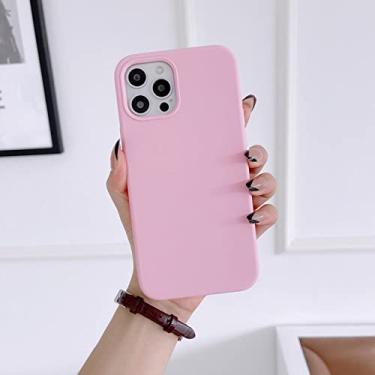 Imagem de Capa traseira de silicone líquido original de luxo sólido para iphone 13 12 11 pro max para iphone 14 11 xr xs max macio tpu capa traseira, 17 rosa rosa, para iphone 13