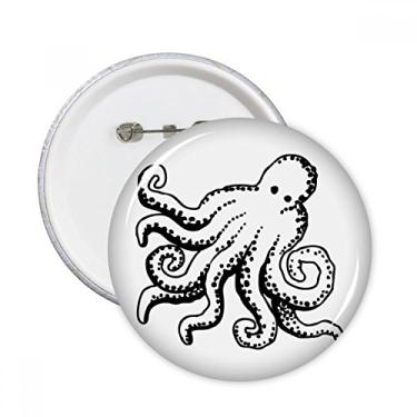 Imagem de Ilustração de desenho animado de polvo da vida marinha alfinetes redondos emblema botão decoração acessório 5 peças