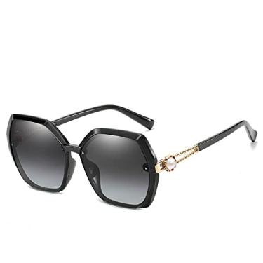 Imagem de FLYRANGOOV Óculos de sol polarizados vintage para mulheres, óculos de sol de moda de luxo com proteção UV, Black Frame Black Lens