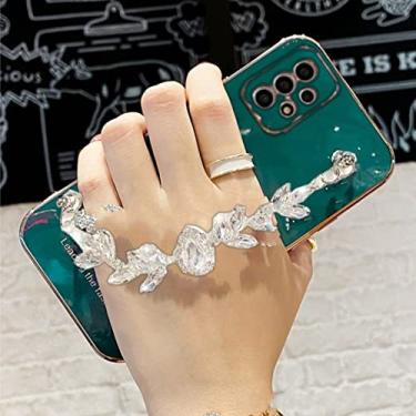 Imagem de Brilhante Gem Diamond Bracelet Chain Phone Case para Samsung S10 A32 A52 A72 S20 S21 S22 Plus Ultra Pro FE A 71 51 Nota 10 20 53, XLA61, Verde Escuro, Para Nota 20