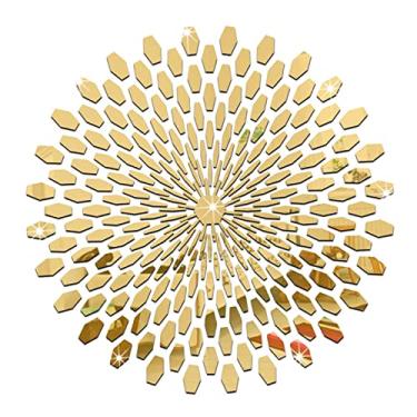 Imagem de #N/a Adesivos de parede de acrílico Art Mural redondo decalque decoração de parede para TV escritório quarto, Ouro