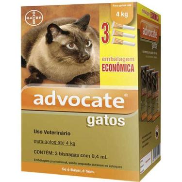 Imagem de Advocate Antipulgas Para Gatos Até 4 Kg 0,4 Ml - Combo 3 Unidades - Ba