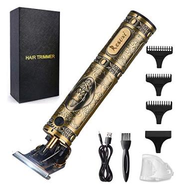 Imagem de RESUXI Aparador de cabelo sem fio para homens, aparador de cabelo elétrico profissional, aparador de barba em T masculino, aparador de barba com lâmina zero lacunas Gold Knight Kit de corte de cabelo
