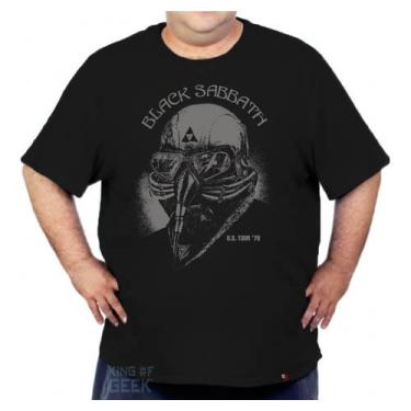 Imagem de Camiseta Black Sabbath Tony Stark Plus Size Us Tour Iron Man Tamanho:XG;Cor:Preto