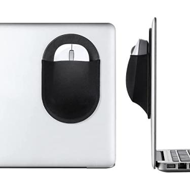 Imagem de Epessa Bolsa universal para mouse, suporte para mouse sem fio, capa para laptop, adesivo reutilizável, sem resíduos de cola, compatível com iPad ou MacBook (preto)