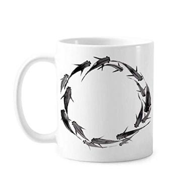 Imagem de Caneca de cerâmica chinesa de peixe de carpa preta de cerâmica copo de porcelana de café