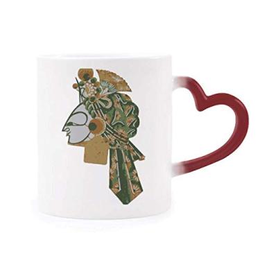 Imagem de Caneca chinesa sensível ao calor, cabeça de brincar, retrato vermelho, caneca de grés que muda de cor vermelha