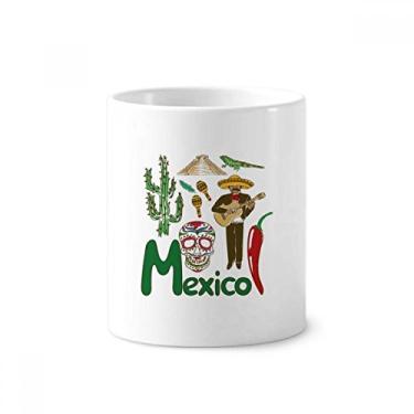 Imagem de Suporte para caneta de escova de dentes com estampa de marco nacional do México com suporte de cerâmica