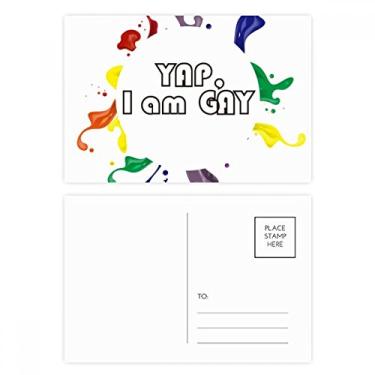 Imagem de LGBT Bandeira de arco-íris Yap I Am Men Conjunto de cartões postais de aniversário para enviar cartões de agradecimento