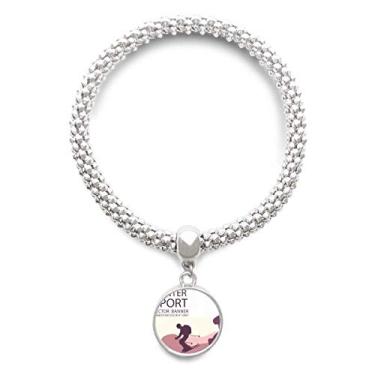 Imagem de DIYthinker Esporte de inverno Esqui Padrão Prata Pulseira Pingente Joia Corrente Ajustável