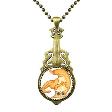 Imagem de DIYthinker Miaoji Colar de aquarela com pintura de gato laranja e pingente de música de guitarra antiga