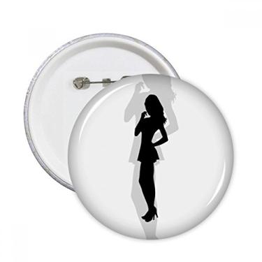 Imagem de Linda mulher quente silhueta em pé pinos redondos distintivo decoração roupas 5 peças presente