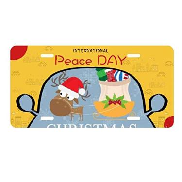 Imagem de DIYthinker Presente de alce de Natal Feliz Natal Placa de licença Etiqueta Decoração de carro Dia da Paz