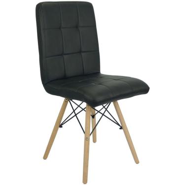 Imagem de Cadeira Gomos Eiffel Eames Fitz Dublin Estofada Base Madeira - Preta