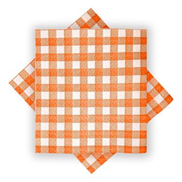Imagem de Guardanapo de Papel Xadrez Laranja 30cm x 31cm - 50 Unidades
