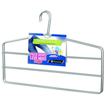 Imagem de Cabide para Calça Triplo Calceiro Cromado Organização Roupa Armario - Kit com 02 unidades