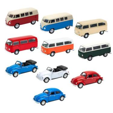 Imagem de Miniatura Carro Antigo Coleção Volkswagen 1:34-39 Kombi Fusca Abre Por