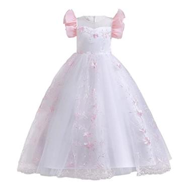 Vestido de verão para meninas de 2 a 8 anos, vestido de princesa com manga  voadora