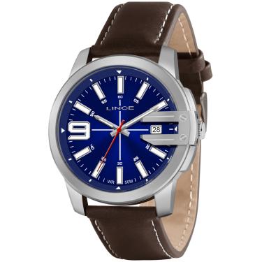 Imagem de Relógio LINCE masculino azul prata couro MRC4708L D2NX