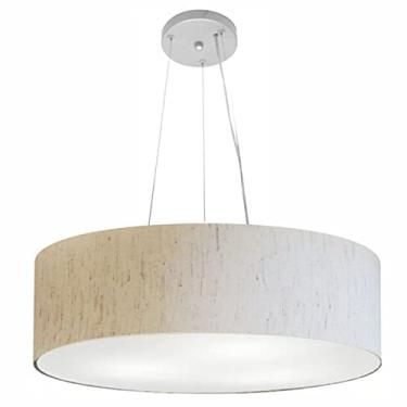 Imagem de Lustre Pendente Cilíndrico Cúpula Tecido 55x15 cm, Vivare Iluminação, Pendente4190 LLA-35, Linho Bege, Médio