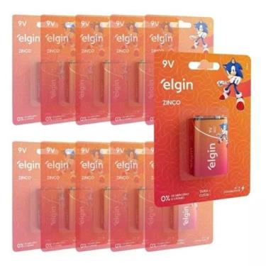 Imagem de Bateria 9v Volts Zinco Carbono Caixa C/ 10 Elgin Unidades