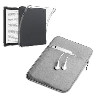 Imagem de enoxboo Capa para Kobo Libra 2 (Release 2021), Tampa Transparente de Back Protective Back TPU para 7 "Kobo Libra 2 Ereader, Vem com Uma Bolsa de Manga