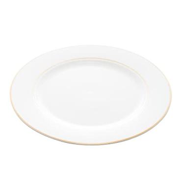 Imagem de Conjunto 6 Pratos Rasos de Porcelana com Borda Dourada Mônaco Branco 27cm - Wolff